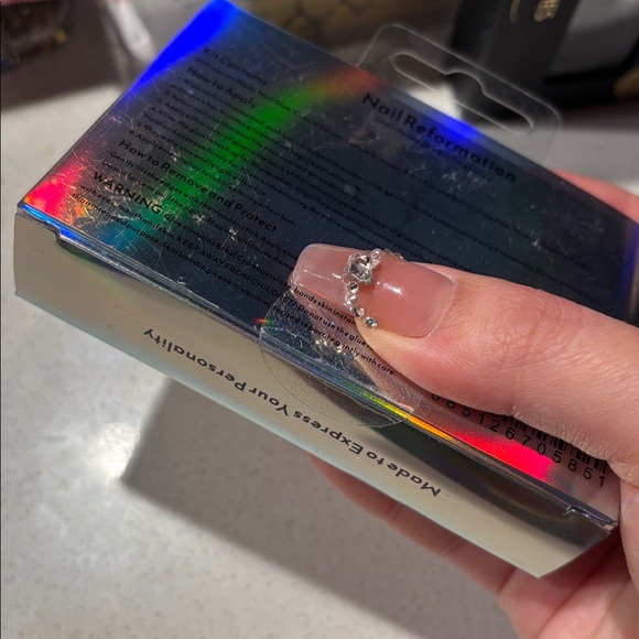 Nail Reformation French Pearl Medium Almond Press On Nails Bridal Wedding Nails - Picture 4 of 5